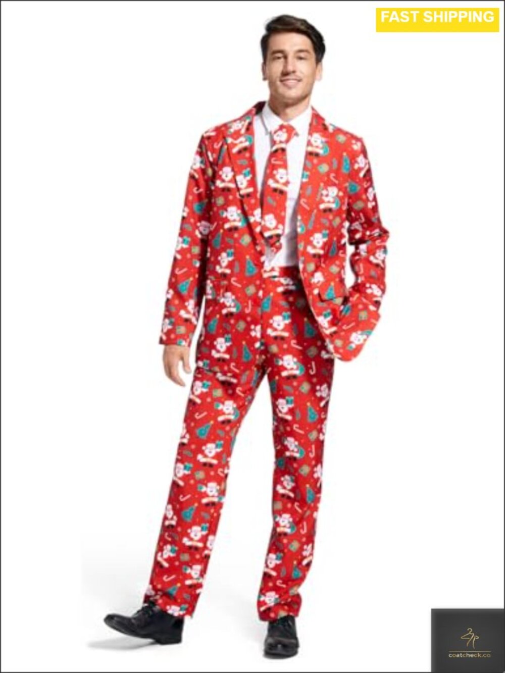 Men's 3-Piece Holiday Suit with Blazer, Pants & Tie – Festive Party Outfit